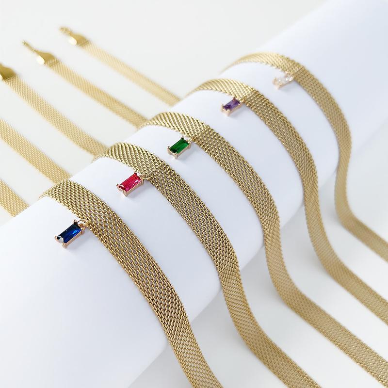 

Chokers ALLME Vintage Rectangle Bling Zircon Cuban Chain Choker Chunky Flat Collar Necklaces Exgagerated Watch Band