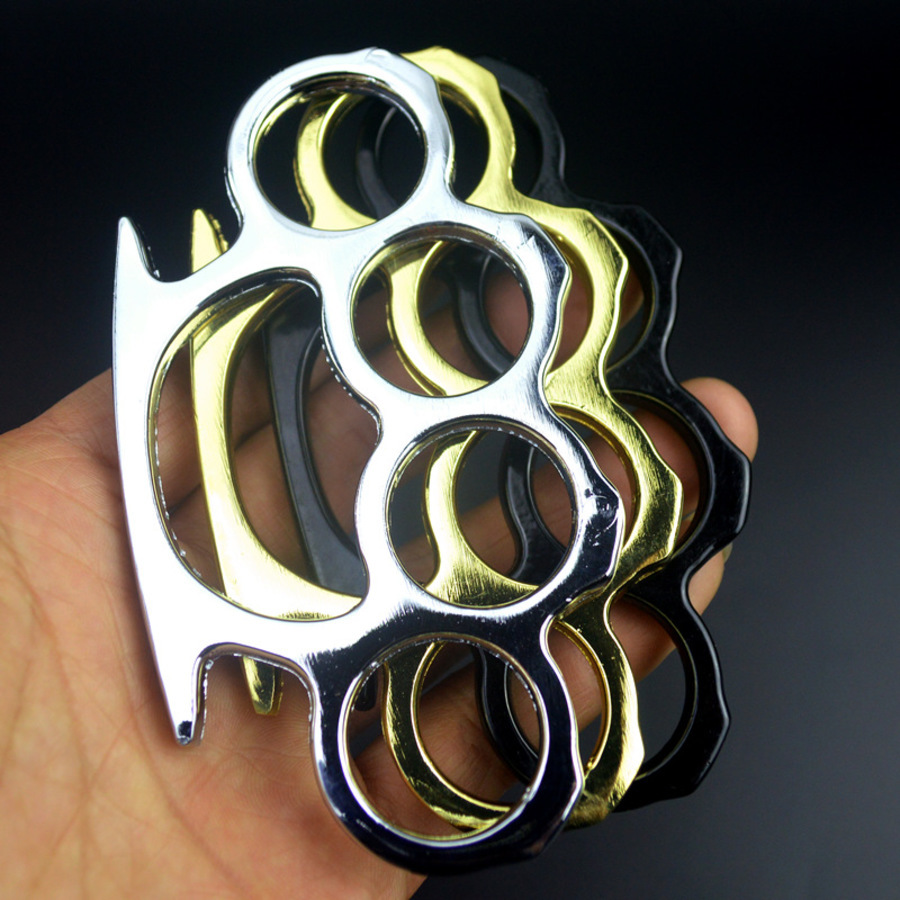 

Zinc Alloy Martial Arts Fighting Metal Finger Tiger Four Fist Clasp Ring Hand Iron Brace BTDK527