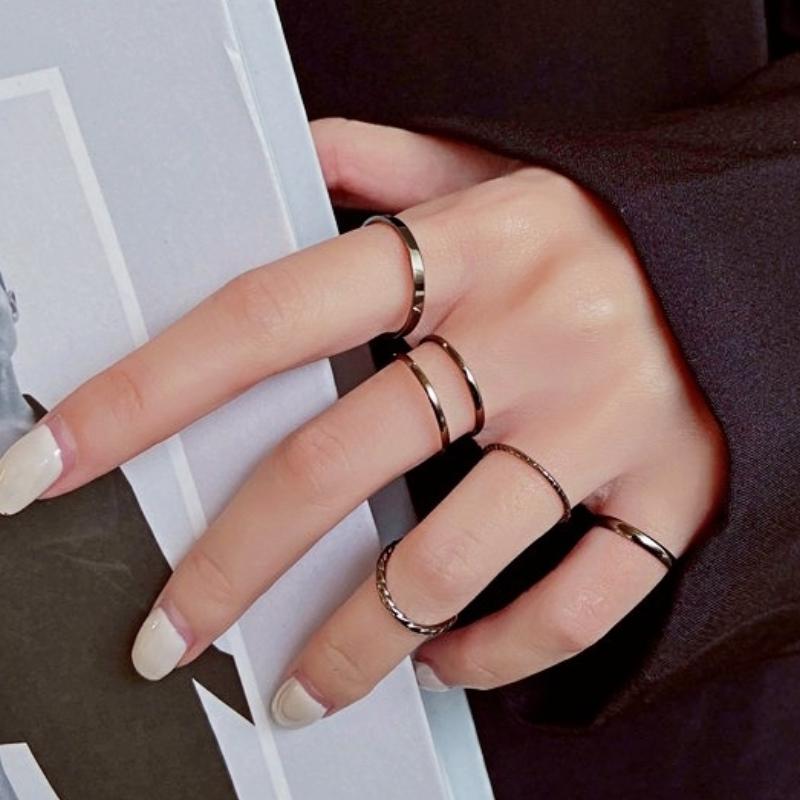

Cluster Rings 6 Pcs Punk Set For Women Girls Hiphop Minimalist Twist Joint Geometric Party Fashion Bohemia Vintage Jewelry, Golden;silver