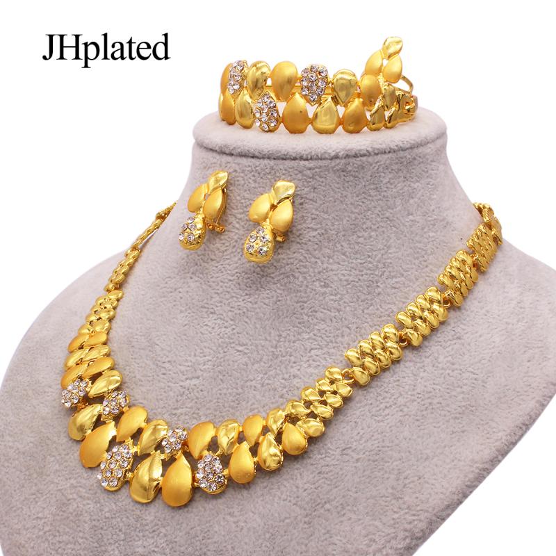 

Earrings & Necklace Dubai Gold Plated Accessories Jewelry Necklaces Wedding Bracelet Ring Bridal Sets Jewelery Set Gifts For Women, As pic