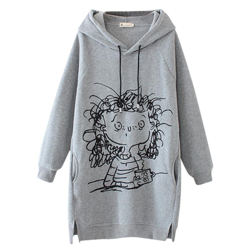 

Women's Hoodies & Sweatshirts Women Hoodie Sweatshirt Pullover Cartoon Girl Print Long Sleeve Splited Streetwear Oversize Loose Jumper Top, Black
