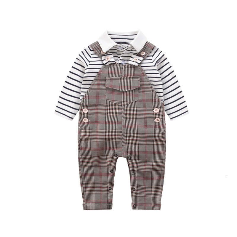 Children&#039;s suit Baby Boys Spanish Boutique Clothes Set Toddler Cotton Clothing Suit Children Stripes Shirt + Plaid Pants Kids Formal Outfits-image-672963453