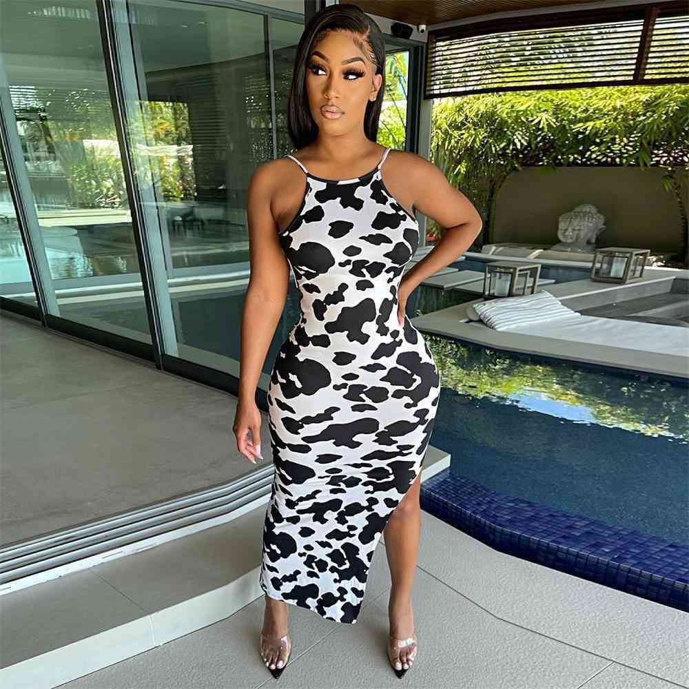 

Summer Women's Midi Dresses Tie Dye Printed Fashion Casual Suspender Dresses Ladies Gilrs Halter Low Back Long Skirt One-Shoulder Split Skirts G68N2YQ, Mix design or list