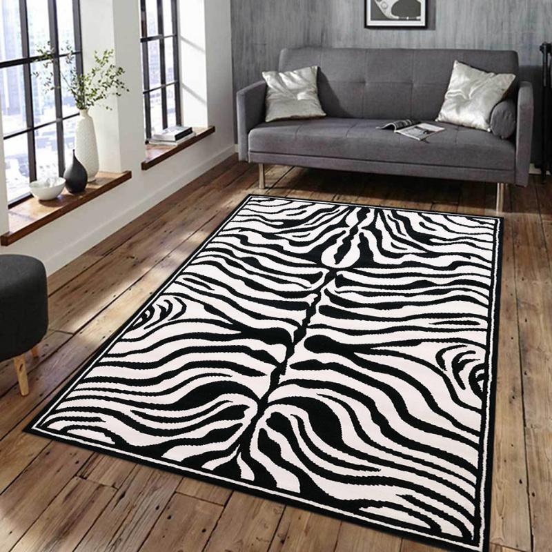 

Carpets Zebra Rug Black White Animal Skins Print Living Room Mat Bedside Carpet Modern Home Decoration Bedroom Sofa Anti-Slip, As picture