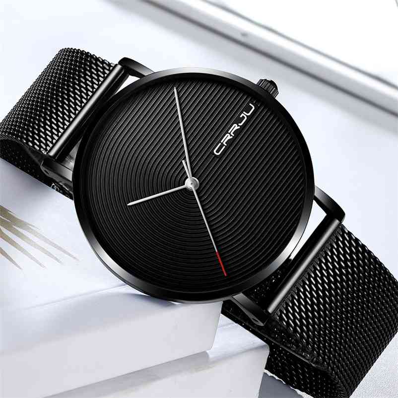 

Men Watches Men's Quartz Wristwatches Male Clock CRRJU Top Brand Luxury Relogio Masculino Wrist Meski For Sports 210608, Black blue