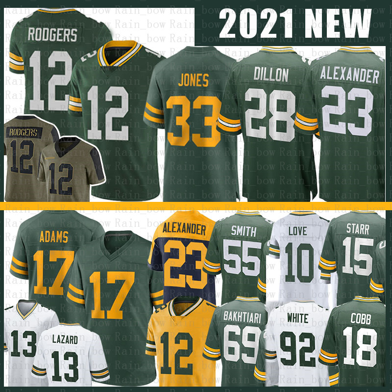 

Aaron Rodgers Football Jersey Jones Davante Adams Eric Stokes Jaire Alexander Love David Bakhtiari Reggie White A.J. Dillon Allen Lazard Randall Cobb Bart Starr Favre, Mens jersey (baozhaunggong)