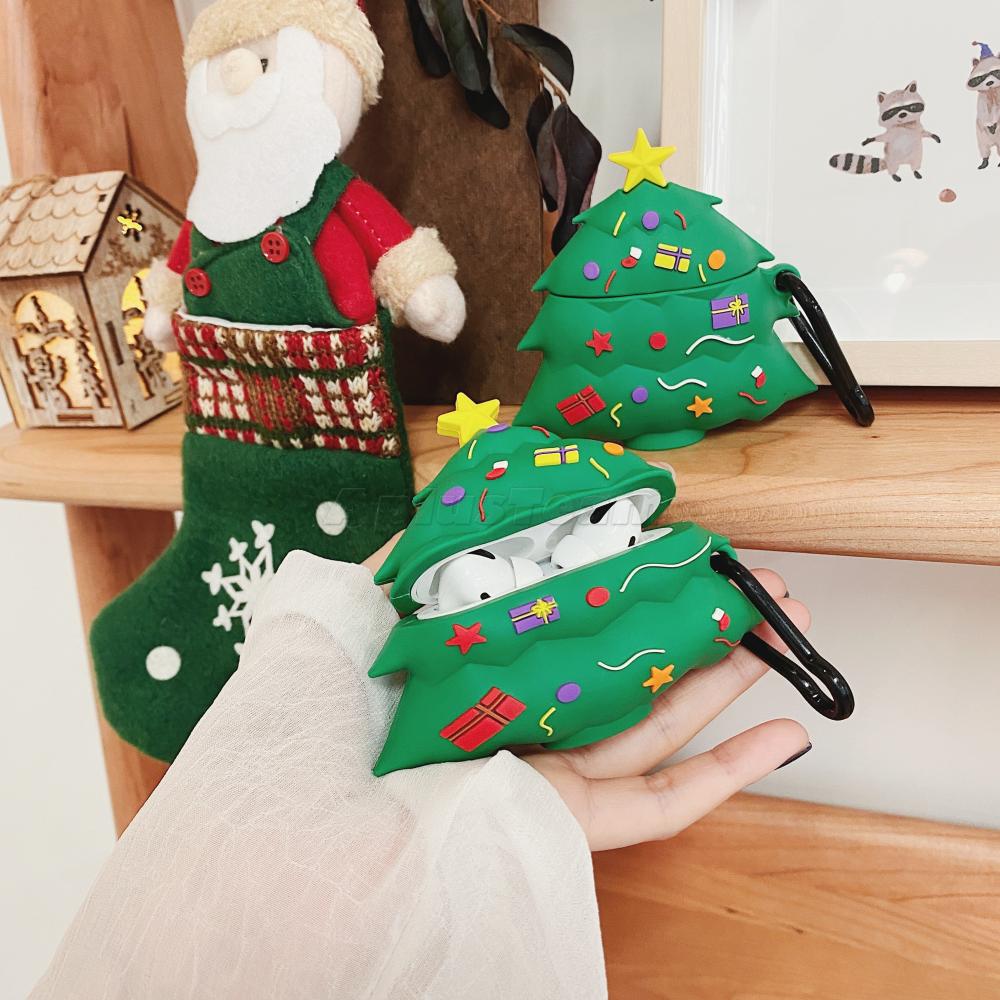 

Cute Christmas Gift Silicone 3D Christmas Tree Earphone Case For Airpods 1 2 Headphone Anti Fall Cover For Airpods Pro Case High Quality