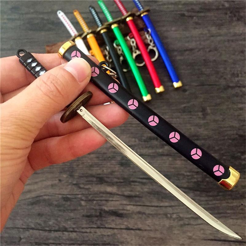 

Styles Roronoa Zoro Sword Keychain For Women Men Buckle Toolholder Scabbard Katana Sabre Car Keyrings Gift Key Chains Q-053 Decorations