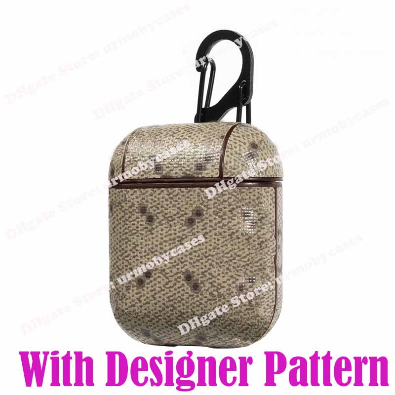 

Designer Leather Airpod Cases For Airpods Pro 1 2 Hook Clasp Keychain Anti Lost Fashion Earphones Protective Cover