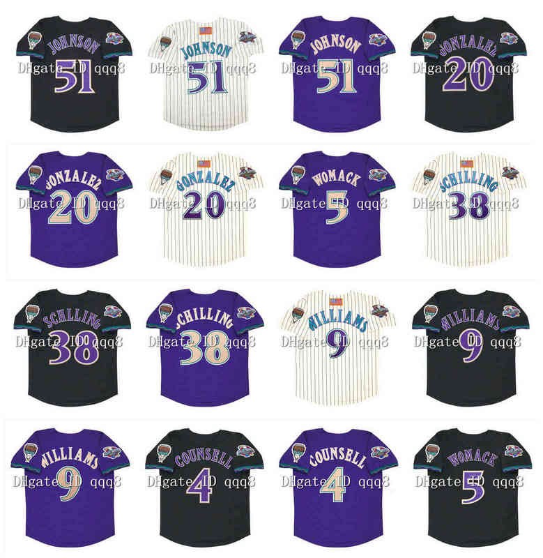 

Vintage 2001 Arizona Baseball Jersey 51 Randy Johnson 20 Luis Gonzalez 9 Matt Williams 4 Craig Counsell 38 Curt Schilling 5 Tony Womack, As pic
