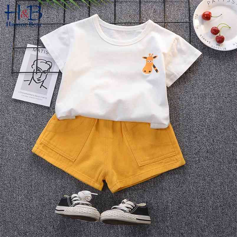 

Boys Summer Clothing Sets Girls Cotton Cartoon Short Sleeve+Shorts 2PCS Cute Baby Kids Children Clothes 210611, Bz1457 white