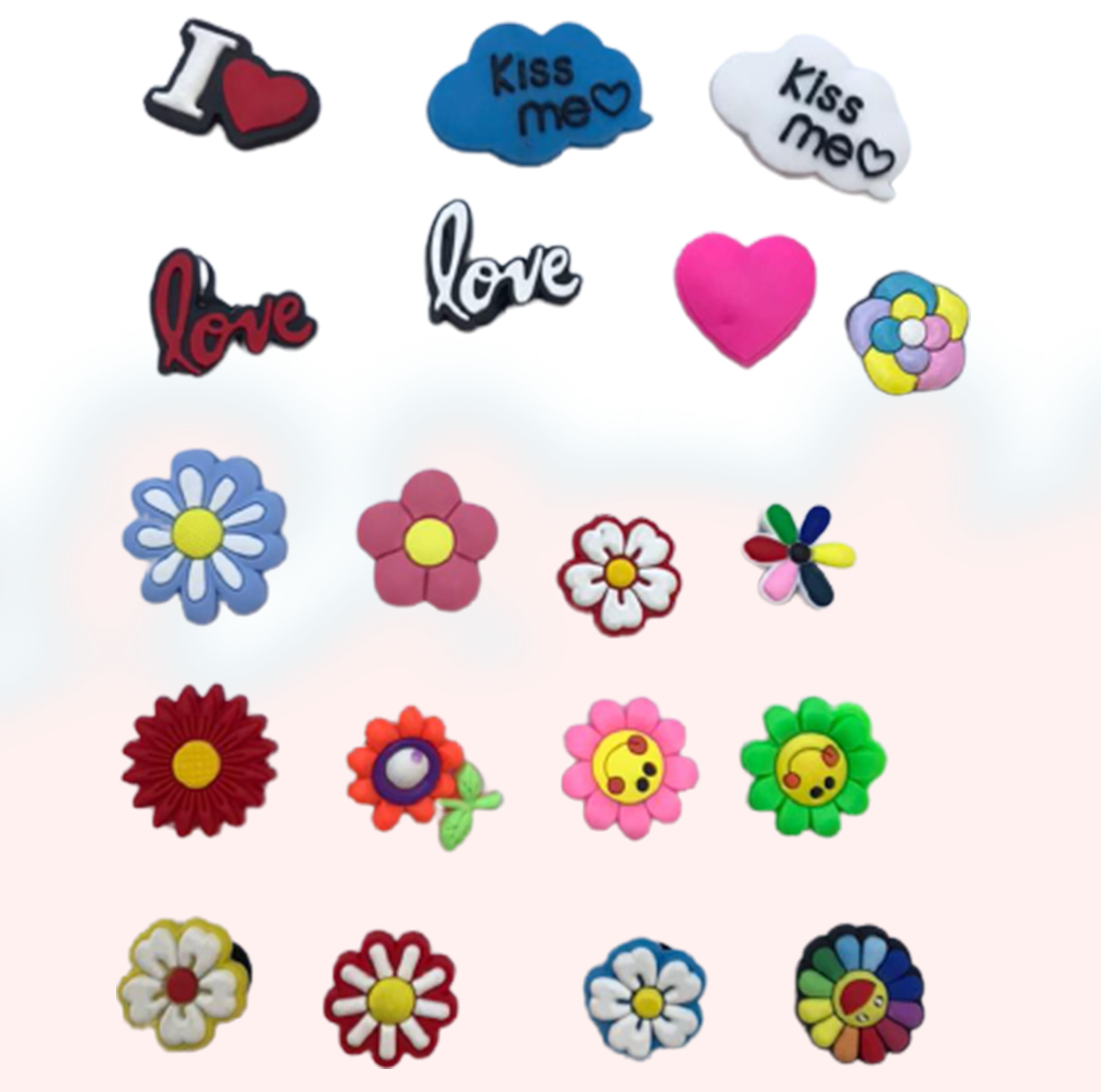 

Valentine's Love day Croc Charms sunflower etc Red Heart Charms