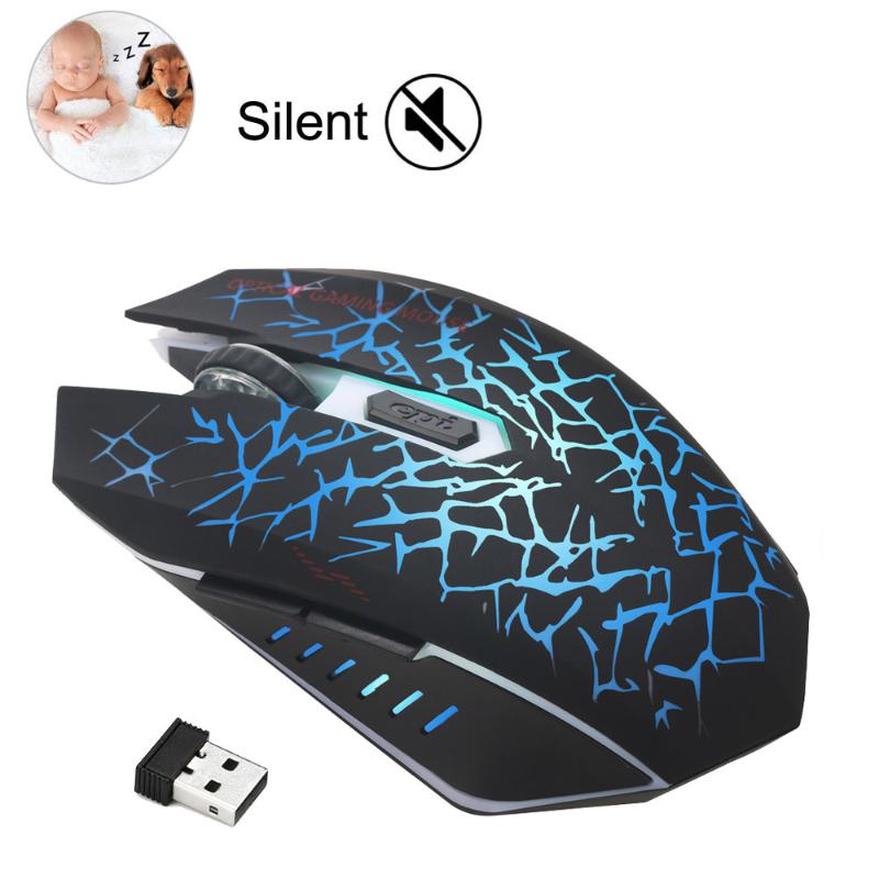 

Wireless Mouse Computer Gamer Crack LED Backlit Optical Mice Silent 2400DPI Rechargeable Gaming For PC Laptop Games