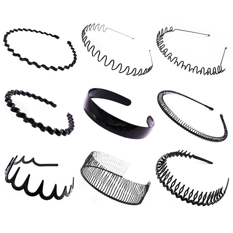 

New Fashion Wavy Hairband Women Men Metal Plastic Headwear Comfortable Non-slip Headband Simple Black Hair Accessories