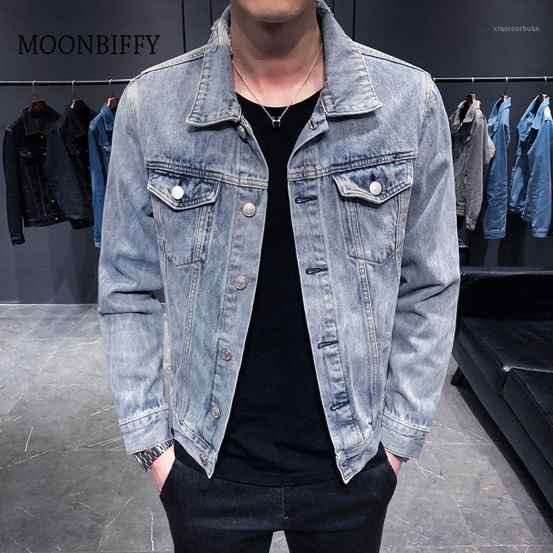 

Men's Hoodies & Sweatshirts Denim Jacket Men Hole Retro Motorcyle Basic Coat Streetwear Hip Hop Bomber Cowboy Jean Chaqueta Hombre, Gray