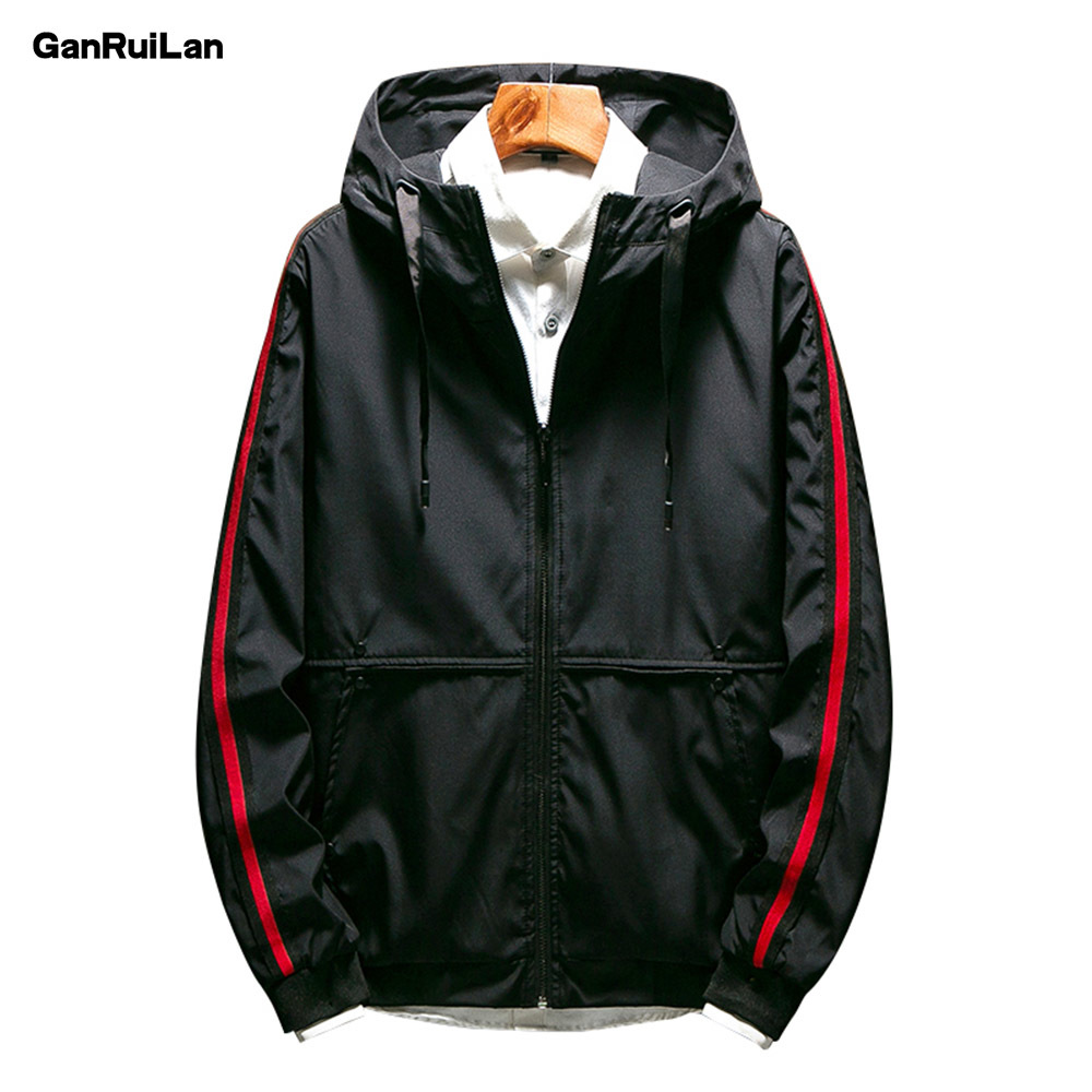 

Jacket Men Windbreaker Spring Autumn Fashion Jacket Men's Hooded Casual Jackets Male Coat Thin Men Coat Outwear JK18024 210518, Black asian size