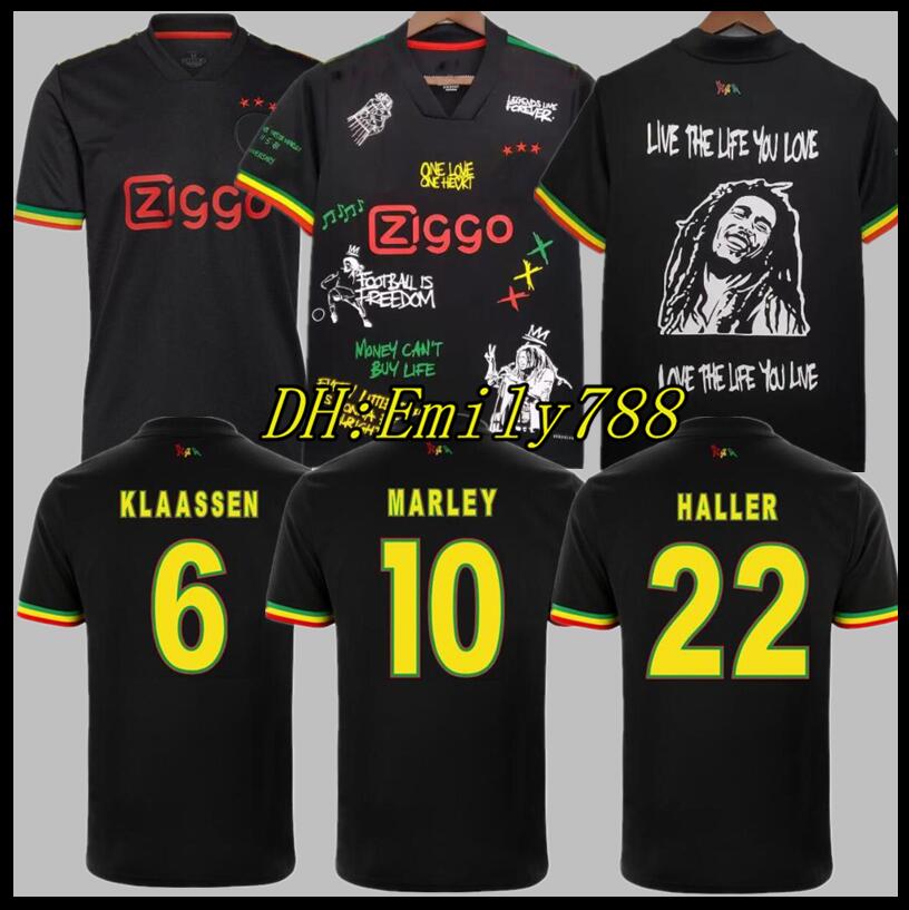 

21 22 ajaxes Bob Marley Soccer Jerseys TADIC BERGHUIS HALLER Third black Kit BLIND NERES CRUYFF KLAASSEN GRAVENBERCH 2022 football shirts men uniforms, Black;yellow