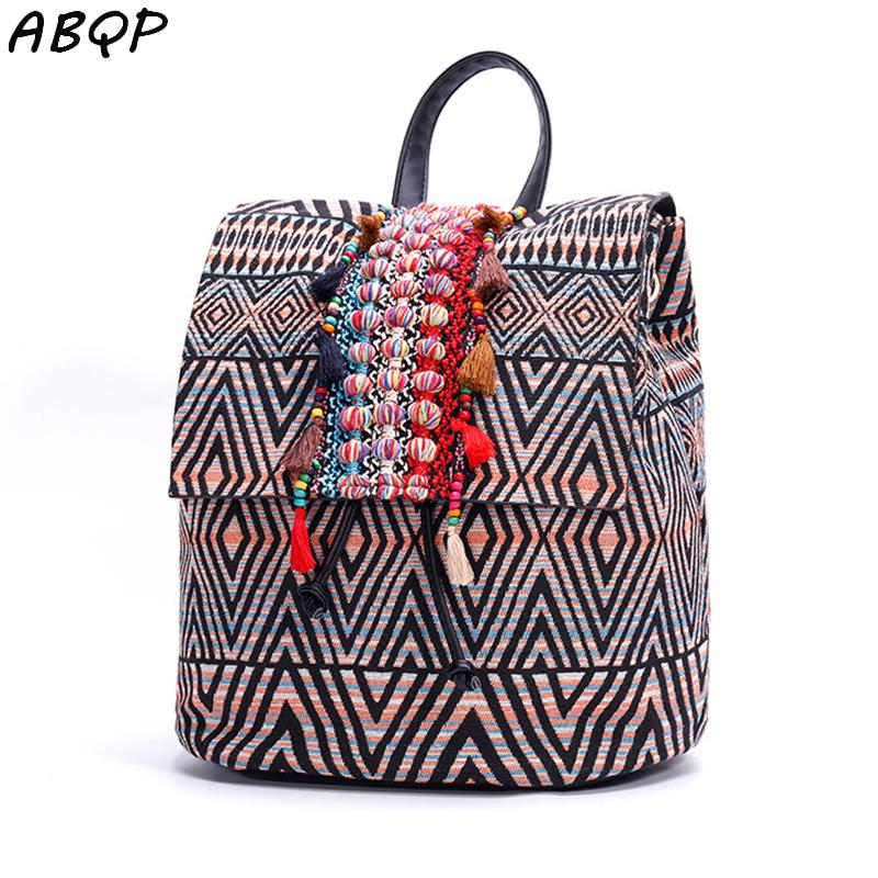 

Backpack 2021 Winter National Style Mochila Femenina Lady's Purse Large Capacity Double Shoulder Bag Tassel Trend Retro Women's