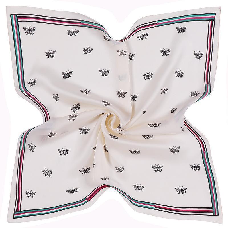 

Scarves Matagorda High Quality 53cm Korean Butterfly Print Woman Scarf Simulation Silk Small Square Ring Scarfs For Ladies Gift, Blue;gray