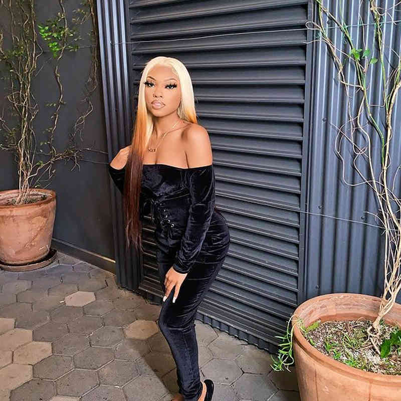 

Winter Women Velvet Jumpsuits Slash Neck Full Sleeve Sexy Rompers Night Club Party Outfits Casual Bandage Clothes 210517, Beige