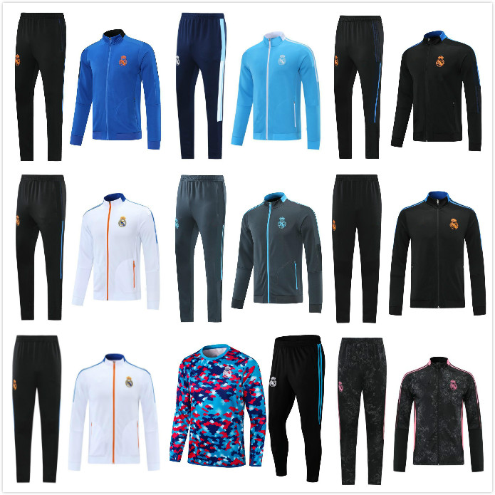 

2021 2022 Real Madrid soccer Training suit Jacket 21 22 camiseta de futbol HAZARD BENZEMA MODRIC Jogging football Tracksuit, White
