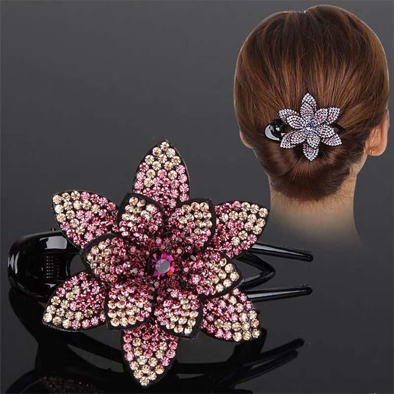 

Hair Clips & Barrettes Korean Style Elegant Round Barrette Temperament Lotus Flower Full Of Diamond Accessories, Golden;silver