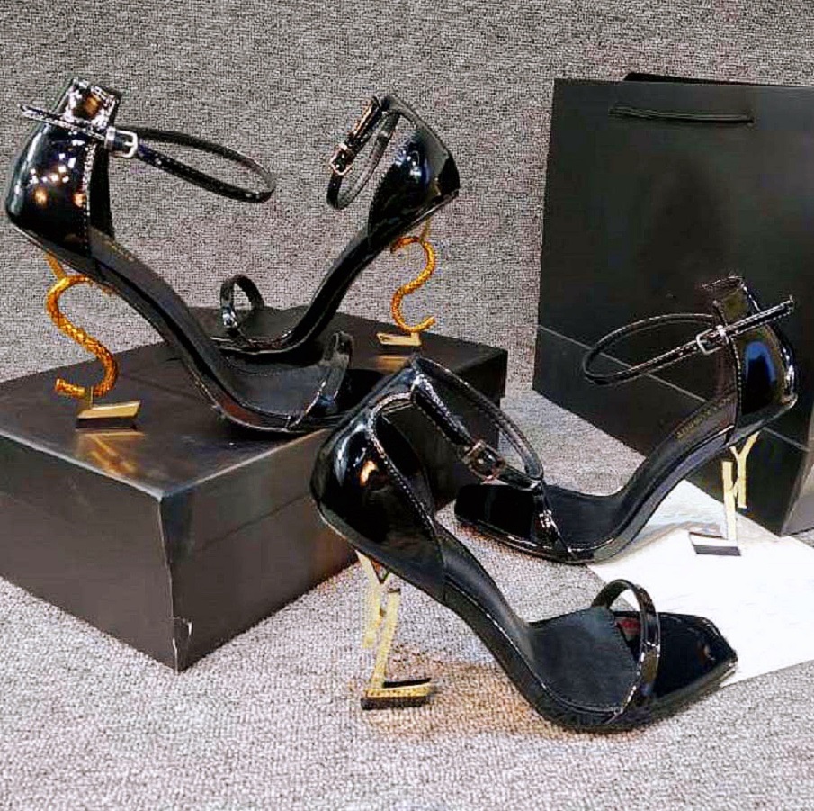 

Classics Women shoes Sandals heels fashion Beach Thick bottom Dress Shoe Alphabet lady Sandal Leather High heel slides By home011 06, #10