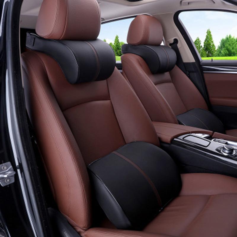 

Seat Cushions Car Pillow Leather Memory Cotton Auto Headrest Neck Rest Cushion Safety Support Pillows Styling Accessories