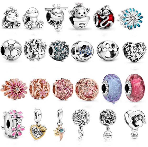 

2021 Original 925 Sterling Silver charm Jewelry Daisy product rose gold string Charms Beads Fits European Pandora Bracelets for Women Making
