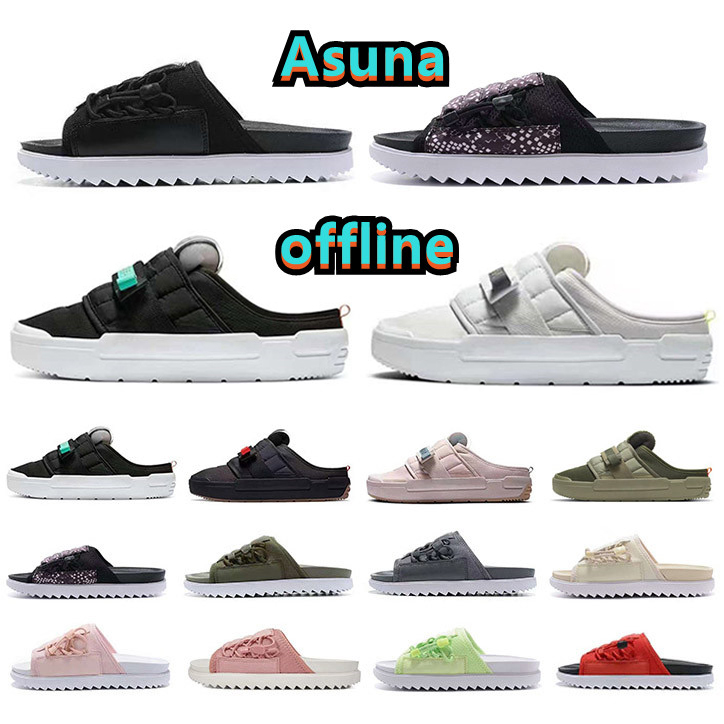 

Asuna Slide Slip-On offline Sandals Slippers Designer mens Black Menta Anthracite Electro Orange Vast Grey Slipper fashion men women slides outdoor Scuffs sandal, Color#9