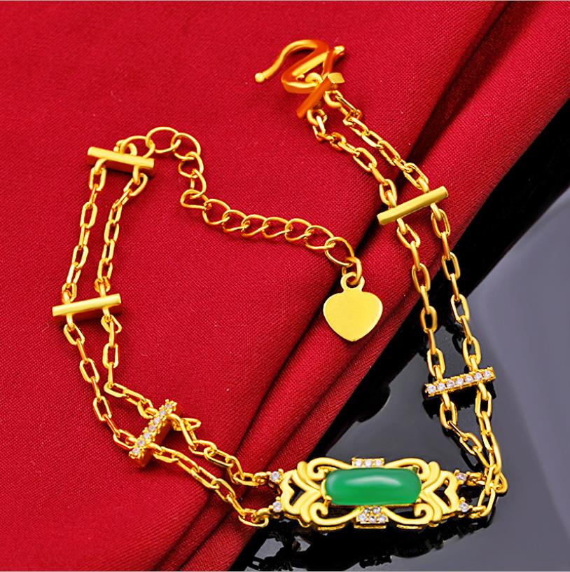 

2 styles girl 24k gold plated bracelet Hand chain wedding love heart bracelets for women link mother's gift friend