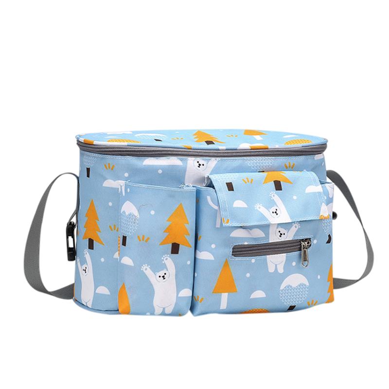 

Diaper Bags Large Stroller Mommy Bag Multiple Zipper Pockets For Bottle Baby Items, Sky-blue