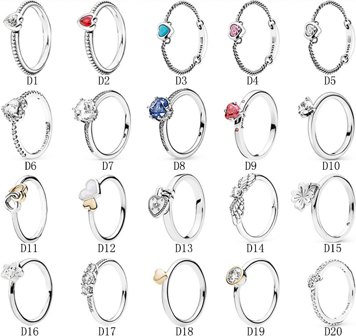 

925 Sterling Silver Womens Rings Love Classic Fashion Ring Couple Ring Finger Ring for Women Fit Pandora Style Wedding Engagement Jewelry Wi, Slivery;golden