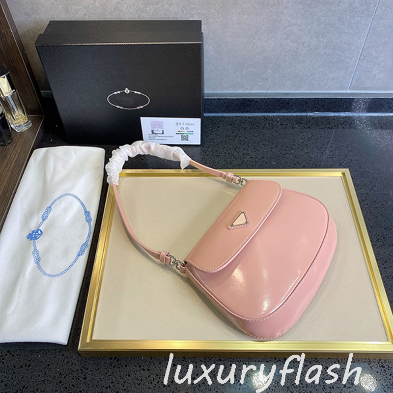 

Women Small Hobo 2023 Luxurys Shoulder Underarm Bags Designers Bag Handbags Glossy Fashion Brand Purse Silver Shimmer Flip 5 color whol, Silver-27cm