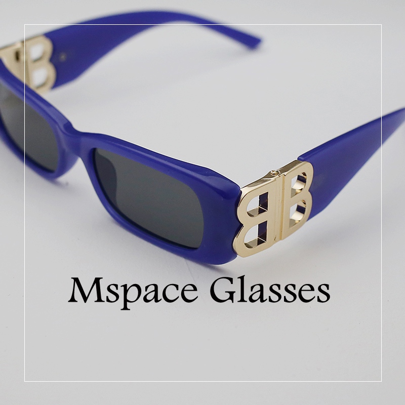 

metal square 2021 new B letter Sunglasses men's Sunglasses Women's net red narrow frame glasses, White;black