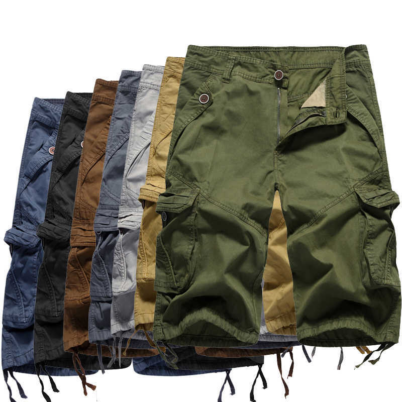 

2020 New Camouflage Cargo Shorts Men Multi-Pocket Military Tactical Shorts Mens Cotton Casual Male Short Pants Streetwear X0611, Yellow