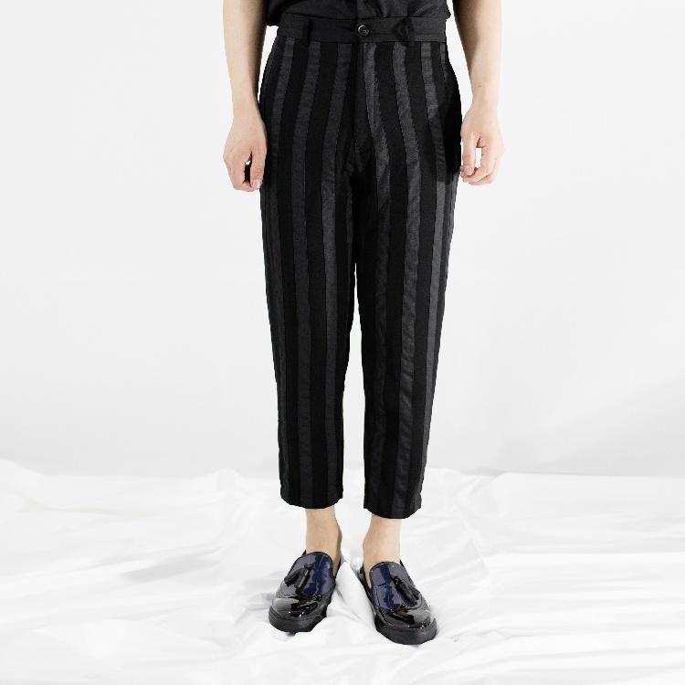 

Men' Pants Male Korean Version Of Loose Little Feet Color Striped Harem Personality Autumn And Winter Woolen Casual Pant, Black