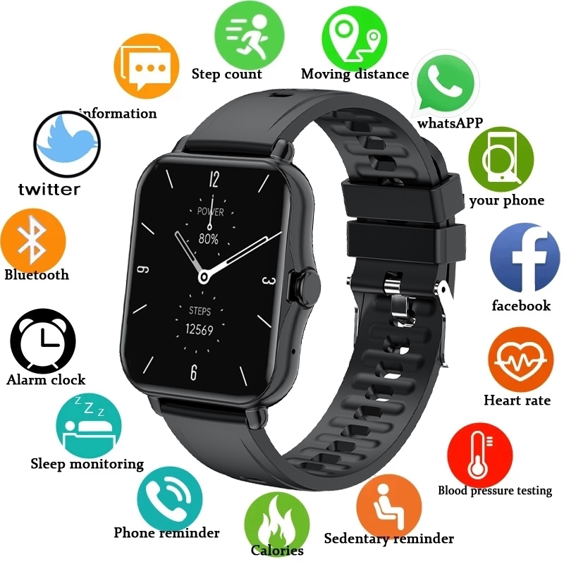 

LIGE 2021 New Men Smart watch wristband Men and Women sports clock heart rate monitor sleep monitoring call reminder Smartwatchg, Black