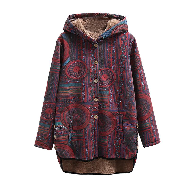 

Women's Trench Coats Trenches Ethnic Printed Hooded Pocketed Pullover Padded Long Sleeve Medium Length Jackets Fashion, Tan;black
