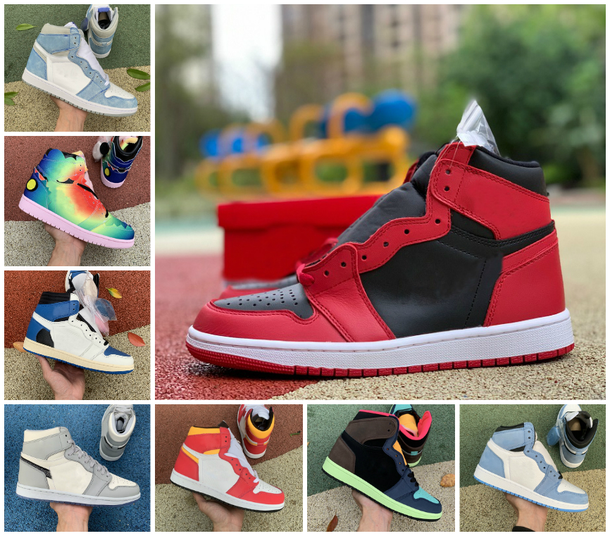 

High Mid 1 1s basketball shoes OG Hyper Royal Silver Toe University Blue White UNC Dark Mocha Twist Reverse Bred Chicago Light Smoke Grey men women running sneakers, 1 mid banned