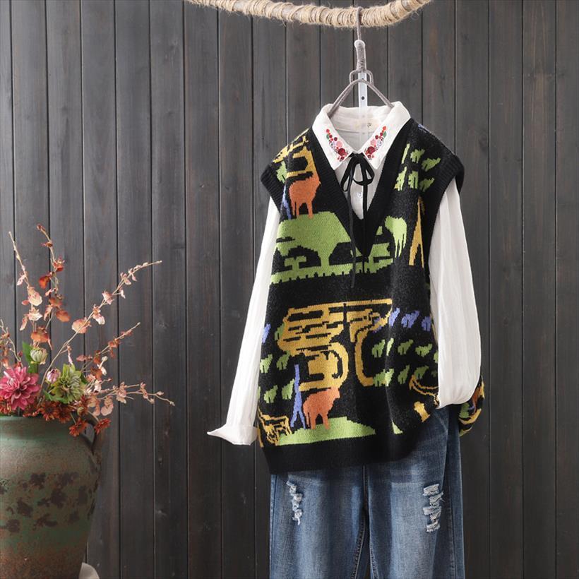 

loose knitted vest womens women sweater autumn and winter lazy style sleeveless pullover, White;black