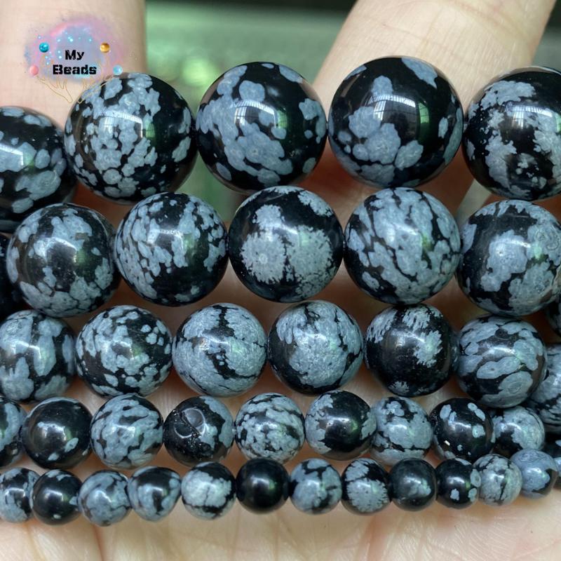 

Other Natural Black Snowflake Jasper Loose Round Stone Beads For DIY Jewelry Making Bracelet Necklace Accessories 4 6 8 10 12mm 15"