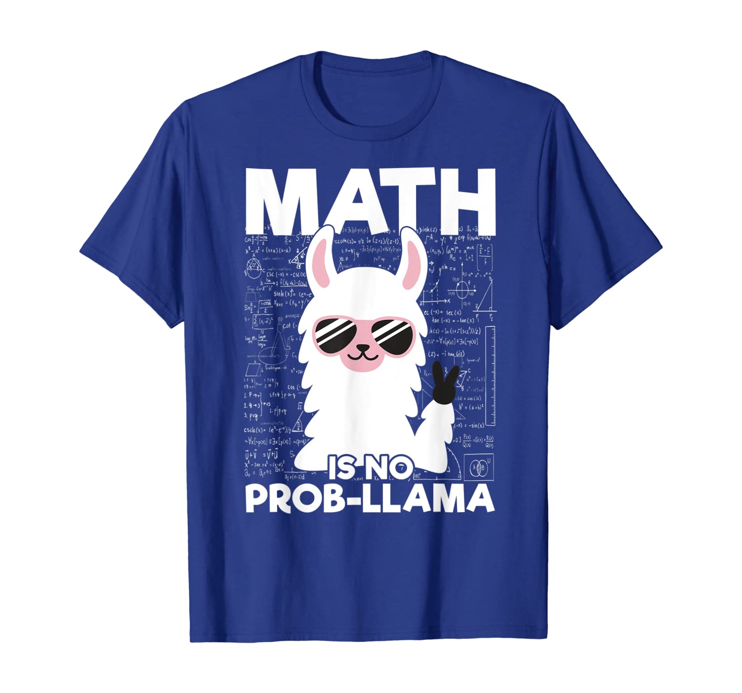 

math is no prob-llama math teacher tshirt llama lover gifts, White;black