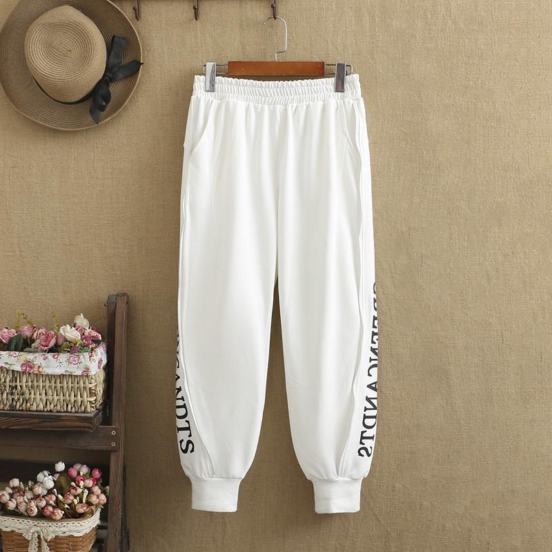 

Plus Size Pants Trousers Elastic Waist High Knitted Cotton Both Sides Zipper Trim Loose Fashion For Spring And Fall, Black