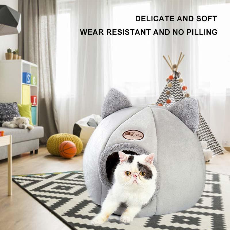 

Deep Sleep Comfort In Winter Cat Bed Little Dogs Basket Foldable Cats House For Pets Puppy Tent Cozy Cave Beds Indoor Keep Warm & Furniture