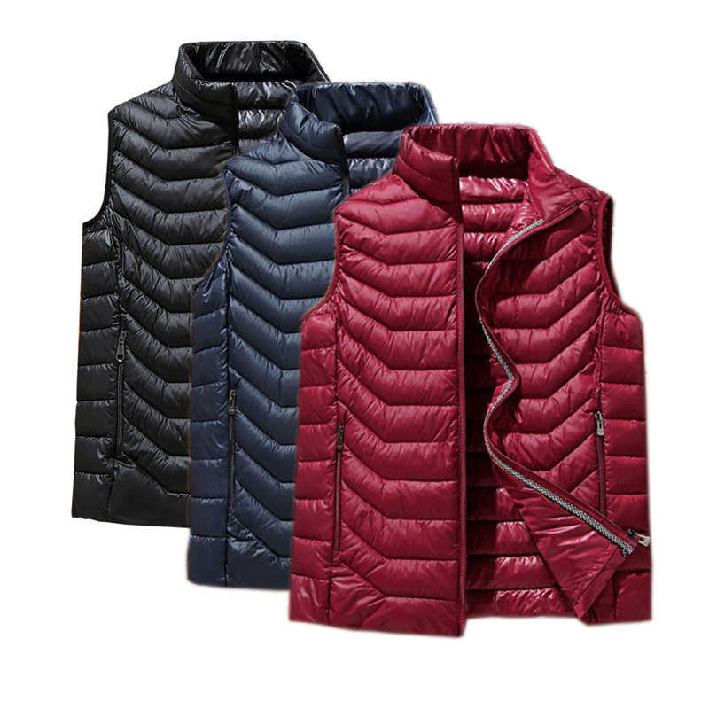 

Winter New Men White Duck Down Vest Ultralight Vest Jacket Fashion Men Casual Jackets Coats Loose Vest Thicken Waistcoat 5XL 6XL H0823, Black;white