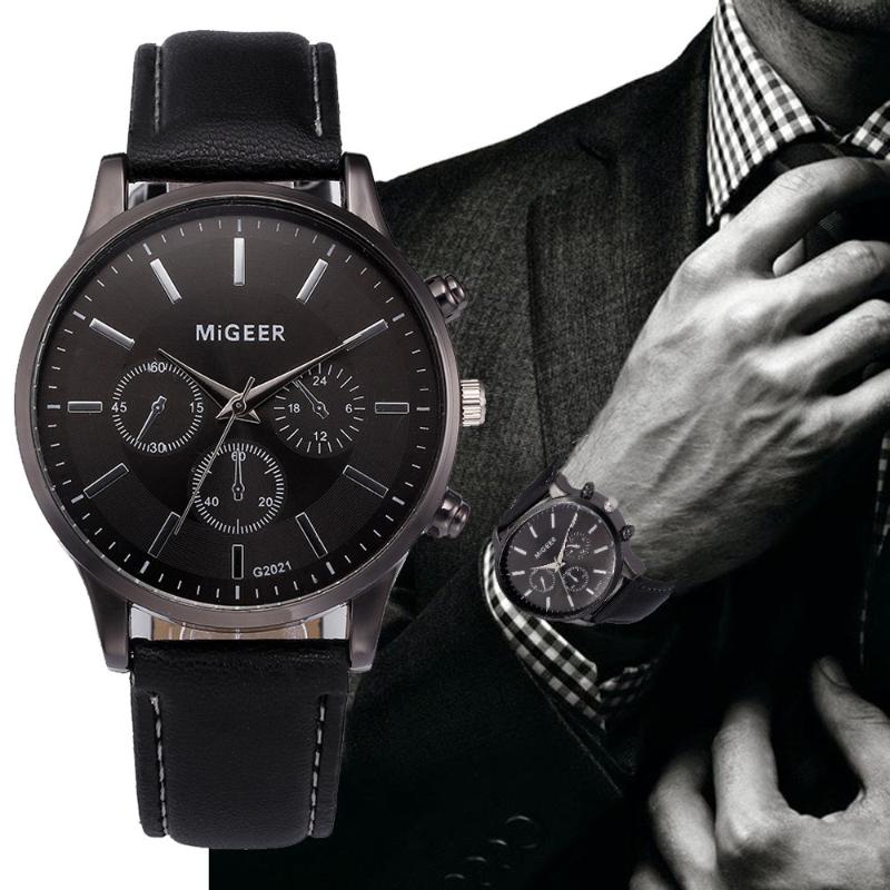 

Wristwatches Men's Watch Retro Design Leather Band Analog Alloy Quartz Wrist Migeer Watches Male Clock Relogio Masculino 30x, Slivery;brown