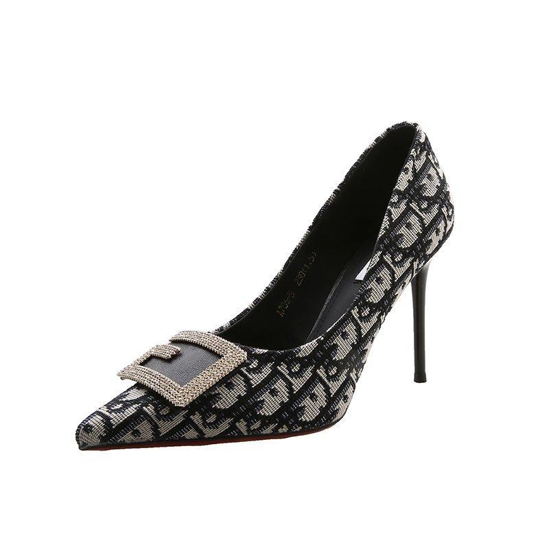 

Dress Shoes Women's The Black Metal-embellished High Heel Work With Soft Soles And Comfortable Stilettos, L black 7cm