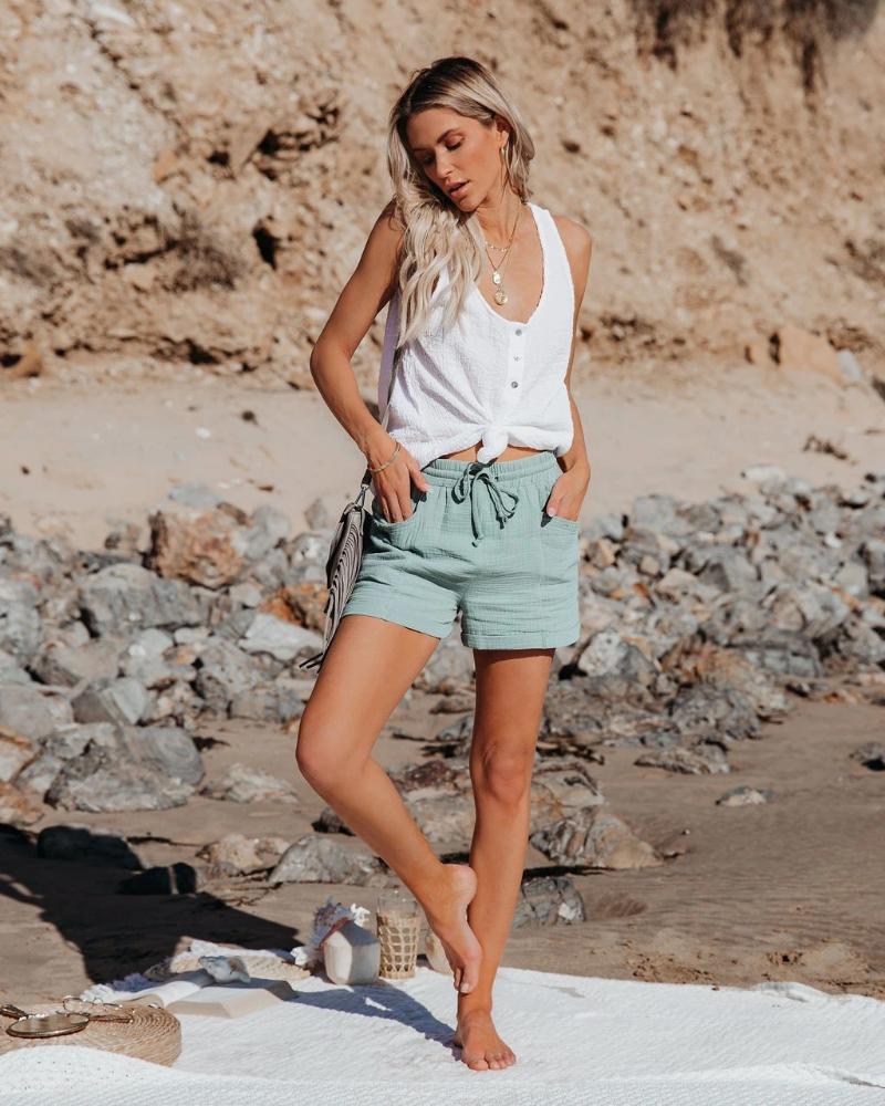 

Women' Shorts Women Streetwear Summer Short Pants Loose Wide-leg Harajuku Casual All-match Elastic Waist Pantalones, Beige