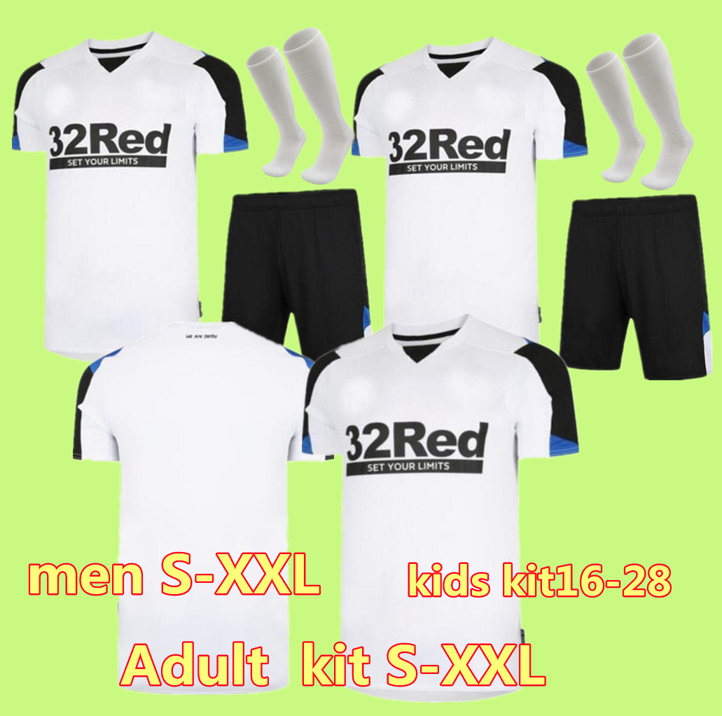 

32 rooney 20 21 Derby County soccer jerseys home away 2020 2021 camisetas de fútbol MARRIOTT LAWRENCE WAGHORN Adult + kids kit football shir, White